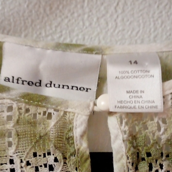 Alfred Dunner Green and White Tie-Dye Blouse - Picture 2 of 5